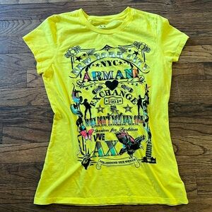 💛Armani Exchange💛 vibrant yellow graphic tee L